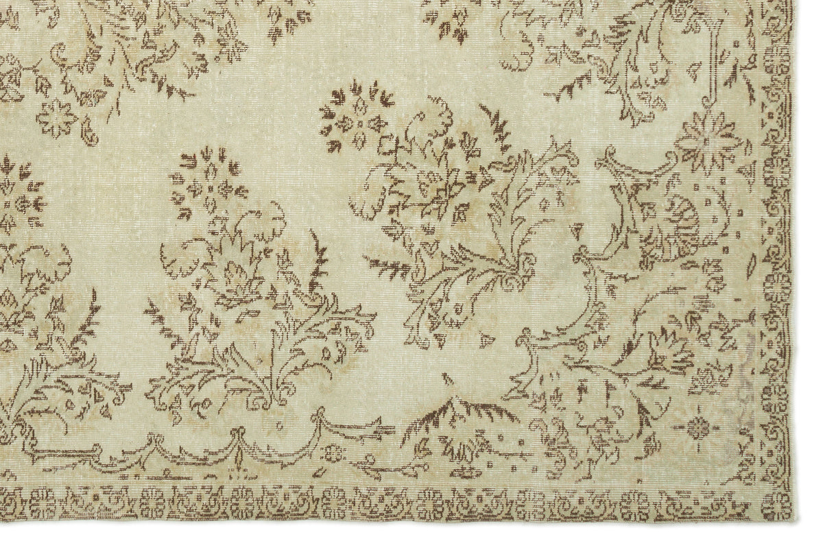 Beige Over Dyed Vintage Rug 7&#39;1&#39;&#39; x 10&#39;9&#39;&#39; ft 216 x 328 cm