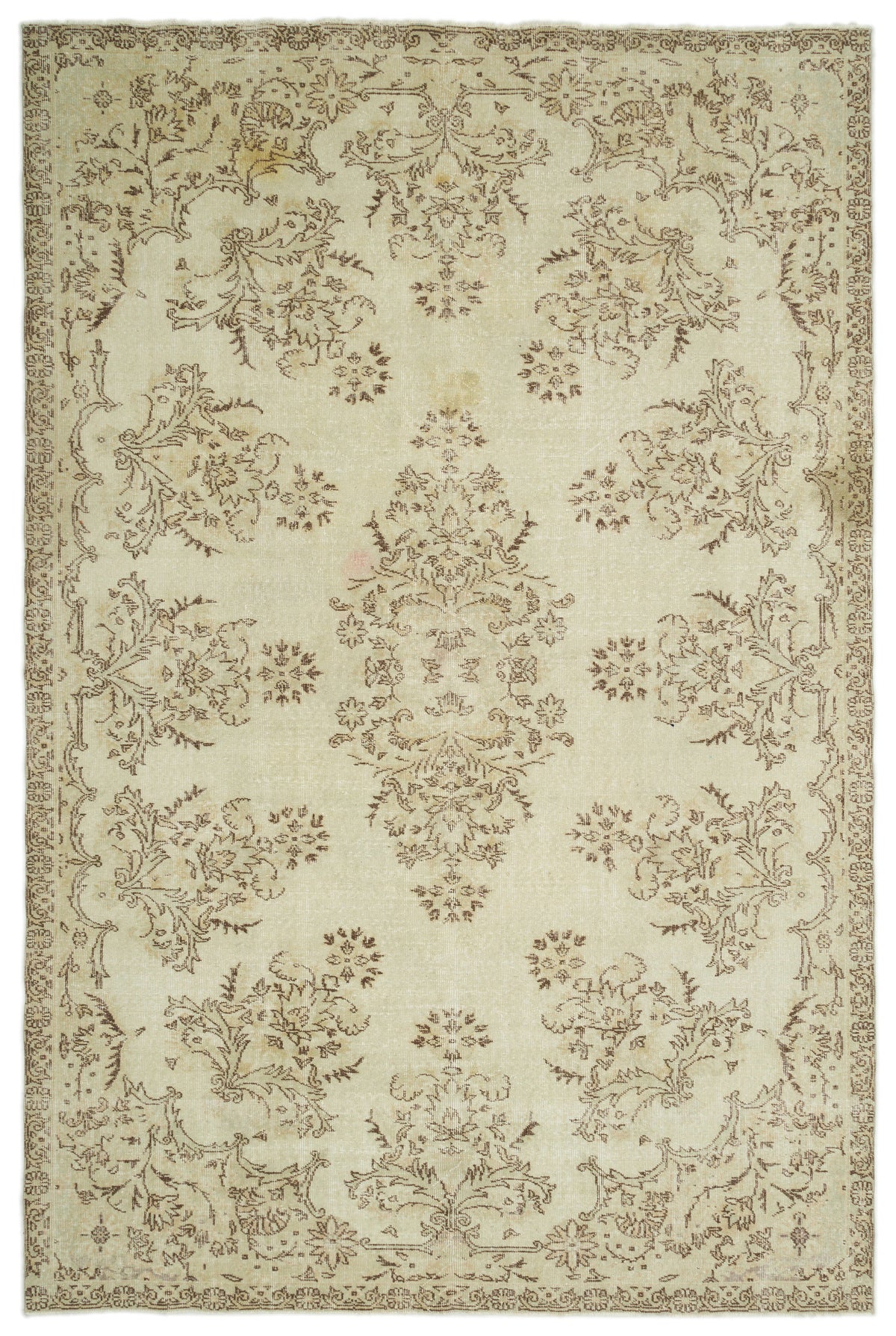 Beige Over Dyed Vintage Rug 7&#39;1&#39;&#39; x 10&#39;9&#39;&#39; ft 216 x 328 cm