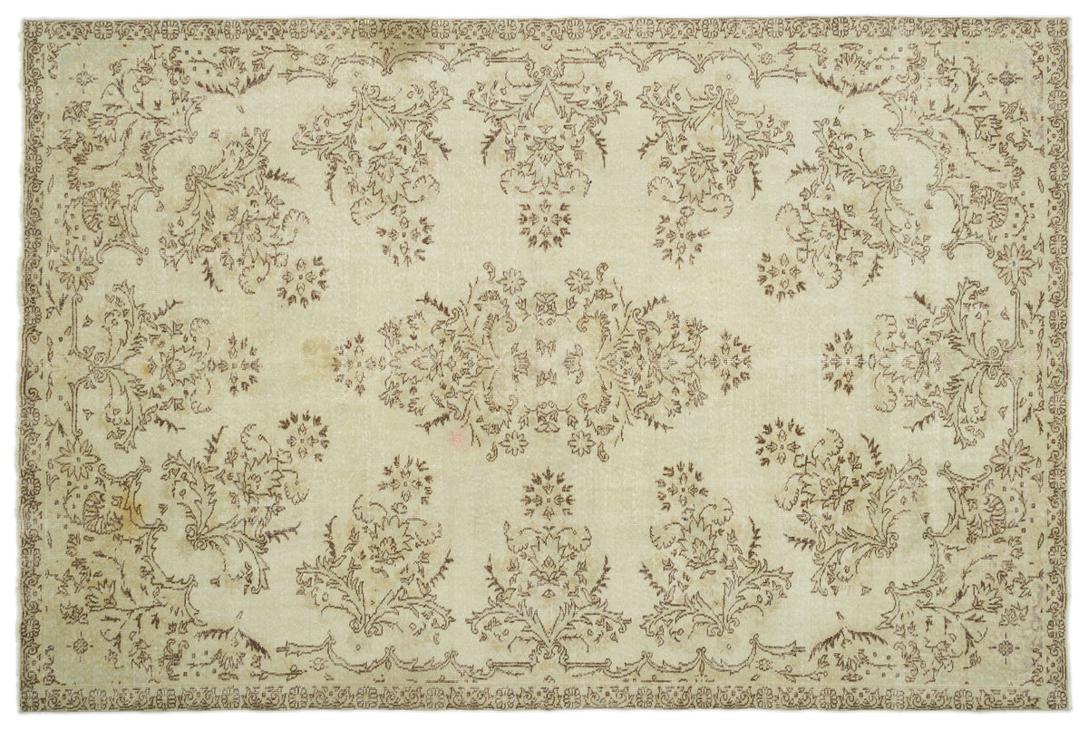 Beige Over Dyed Vintage Rug 7&#39;1&#39;&#39; x 10&#39;9&#39;&#39; ft 216 x 328 cm