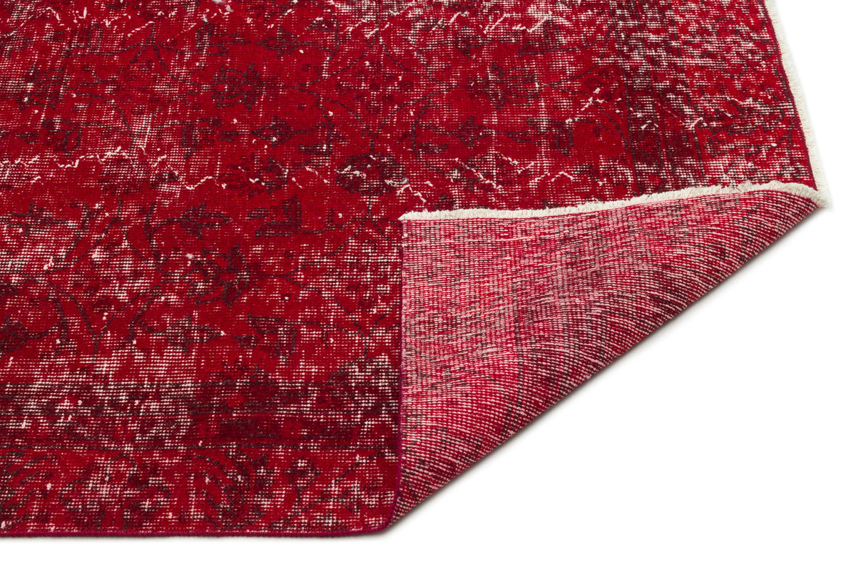 Red Over Dyed Vintage Rug 5&#39;10&#39;&#39; x 9&#39;7&#39;&#39; ft 178 x 291 cm