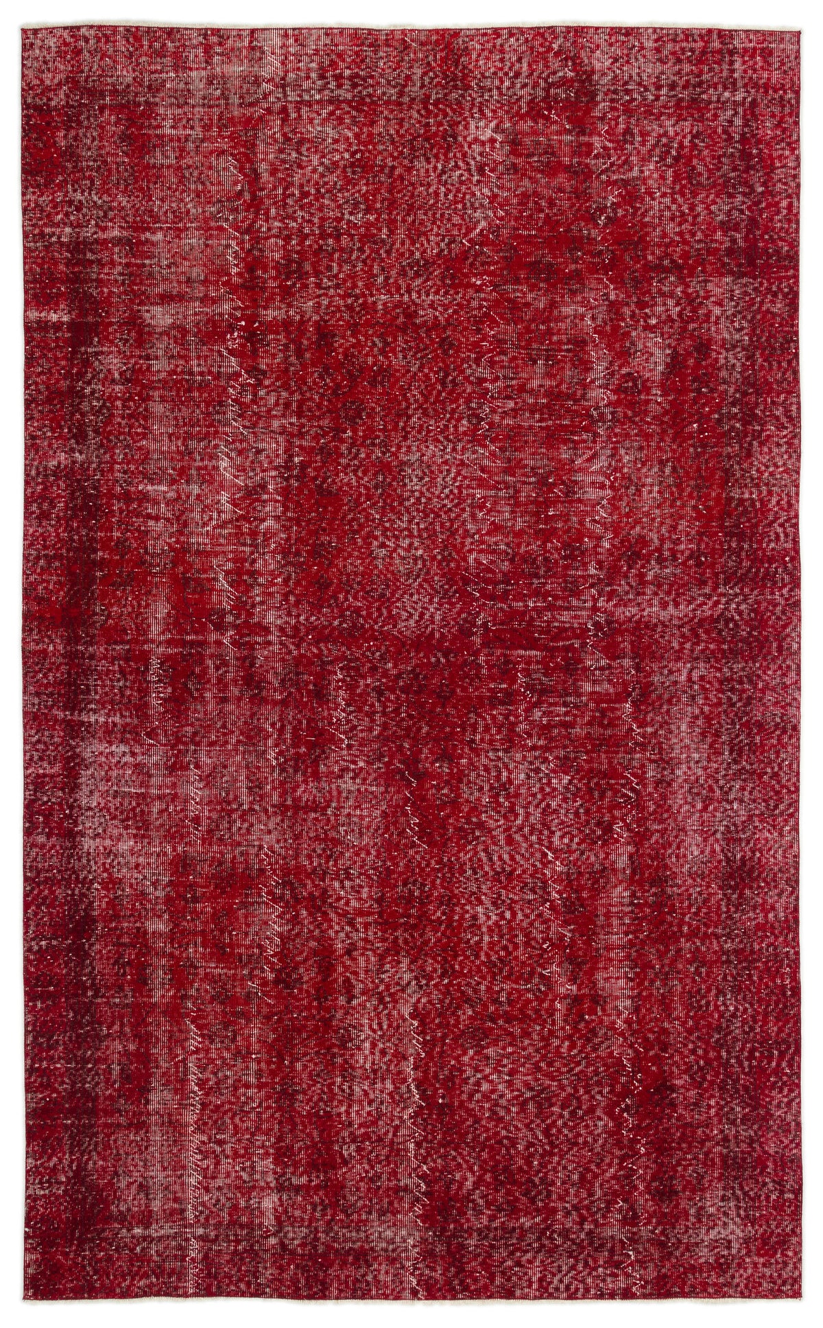 Red Over Dyed Vintage Rug 5&#39;10&#39;&#39; x 9&#39;7&#39;&#39; ft 178 x 291 cm