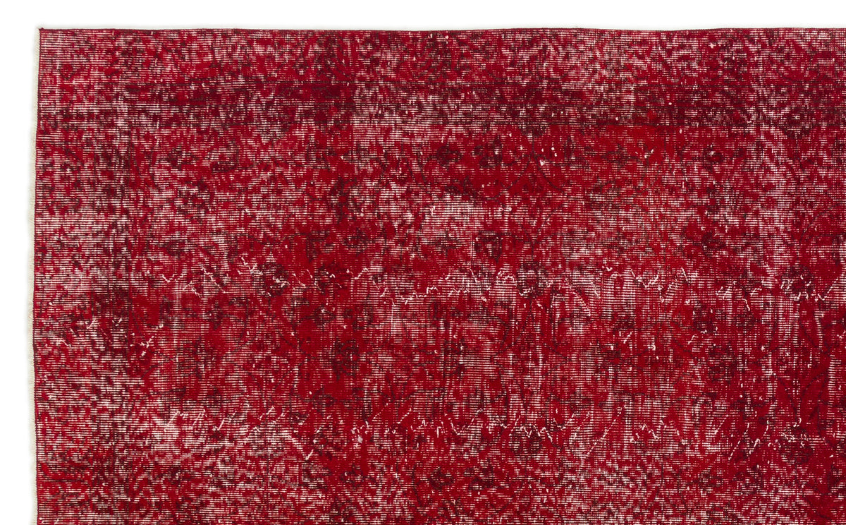 Red Over Dyed Vintage Rug 5&#39;10&#39;&#39; x 9&#39;7&#39;&#39; ft 178 x 291 cm