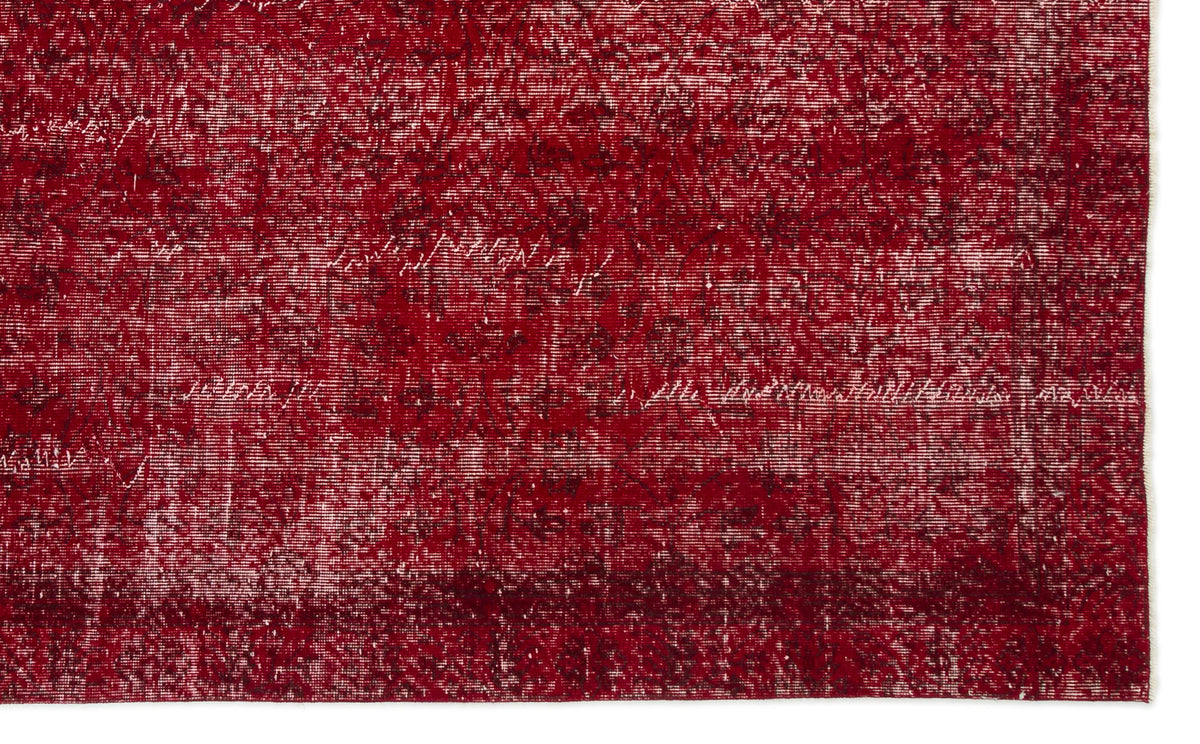 Red Over Dyed Vintage Rug 5&#39;10&#39;&#39; x 9&#39;7&#39;&#39; ft 178 x 291 cm
