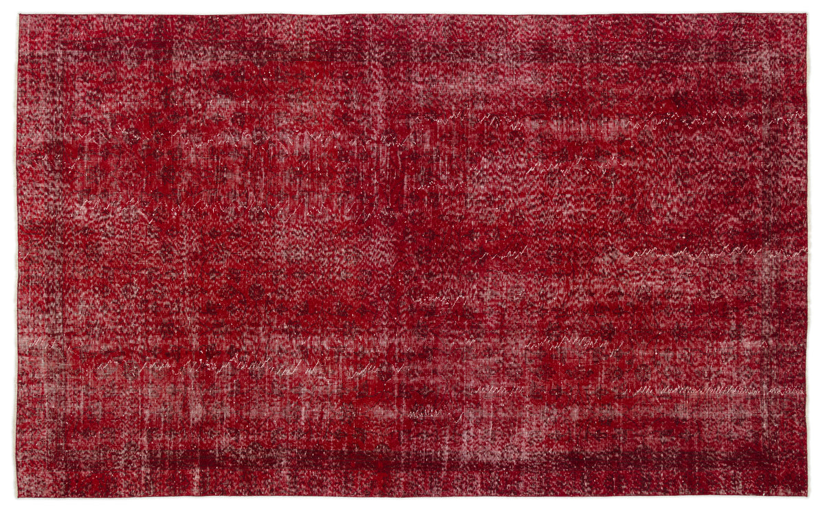 Red Over Dyed Vintage Rug 5&#39;10&#39;&#39; x 9&#39;7&#39;&#39; ft 178 x 291 cm