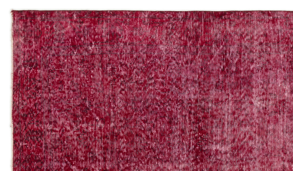 Red Over Dyed Vintage Rug 4&#39;12&#39;&#39; x 8&#39;9&#39;&#39; ft 152 x 266 cm