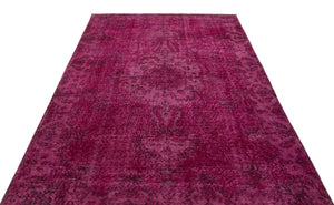 Red Over Dyed Vintage Rug 5'9'' x 9'2'' ft 174 x 280 cm