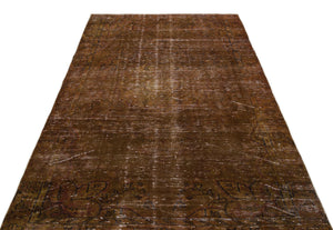 Brown Over Dyed Vintage Rug 4'11'' x 8'9'' ft 150 x 266 cm
