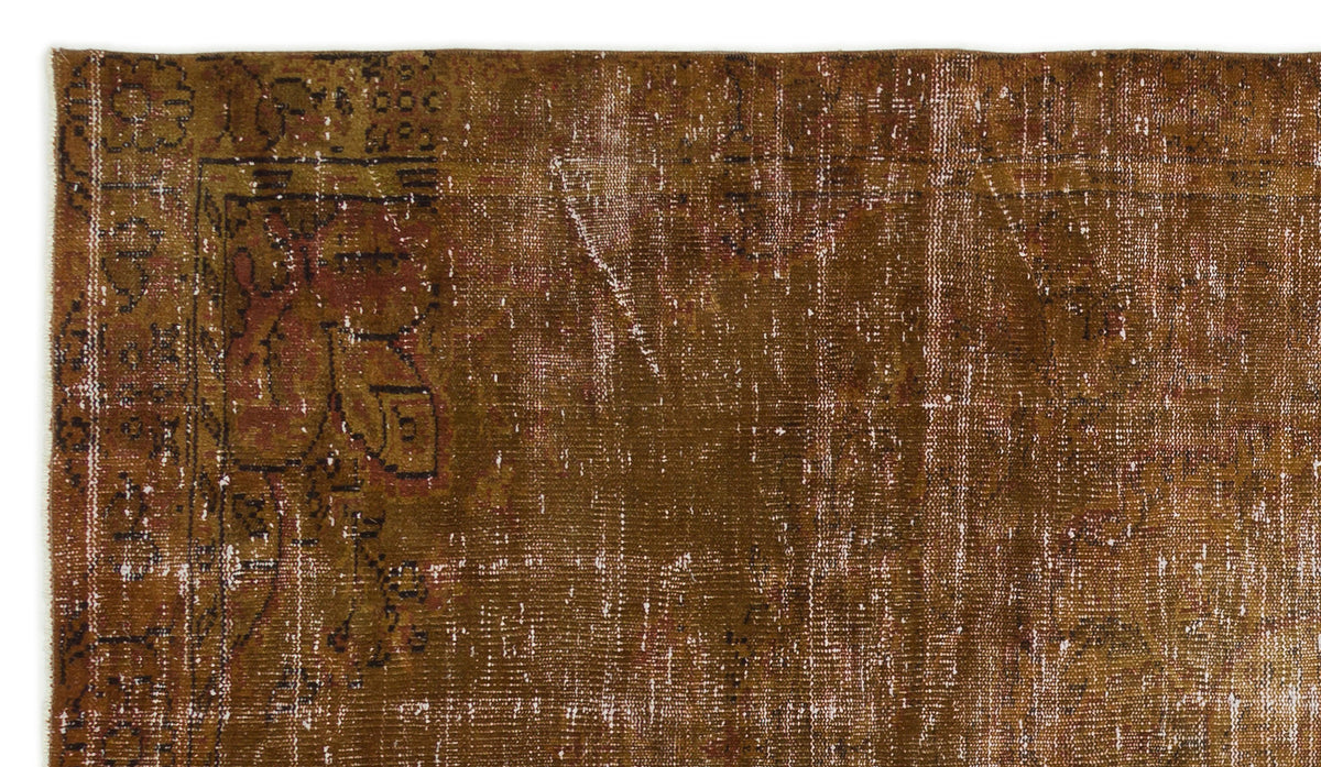 Brown Over Dyed Vintage Rug 4&#39;11&#39;&#39; x 8&#39;9&#39;&#39; ft 150 x 266 cm