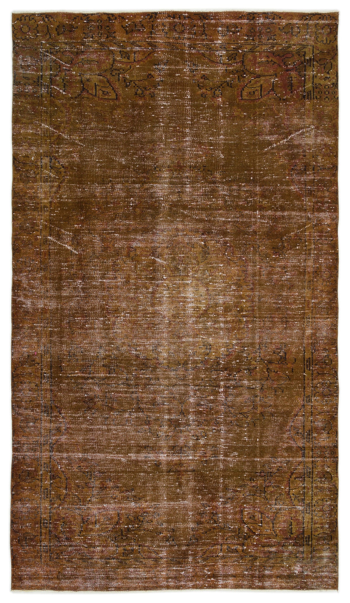 Brown Over Dyed Vintage Rug 4&#39;11&#39;&#39; x 8&#39;9&#39;&#39; ft 150 x 266 cm