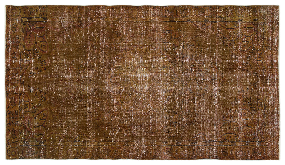 Brown Over Dyed Vintage Rug 4&#39;11&#39;&#39; x 8&#39;9&#39;&#39; ft 150 x 266 cm