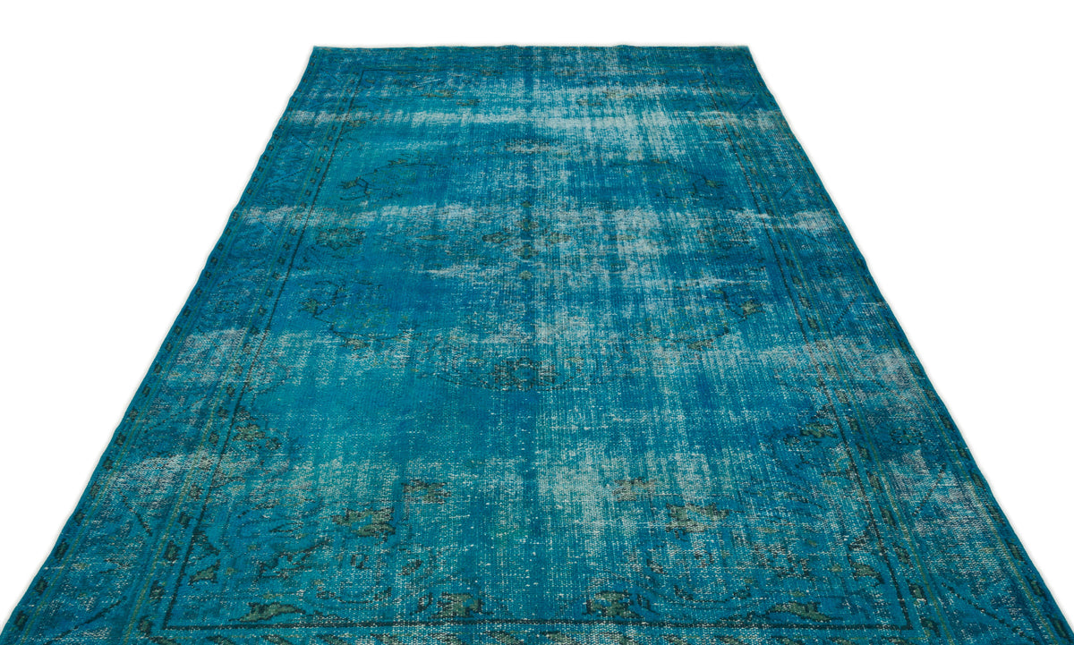 Turquoise  Over Dyed Vintage Rug 6&#39;4&#39;&#39; x 10&#39;1&#39;&#39; ft 193 x 308 cm
