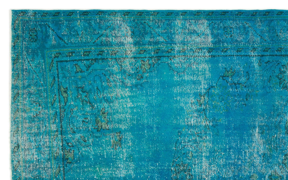 Turquoise  Over Dyed Vintage Rug 6&#39;4&#39;&#39; x 10&#39;1&#39;&#39; ft 193 x 308 cm