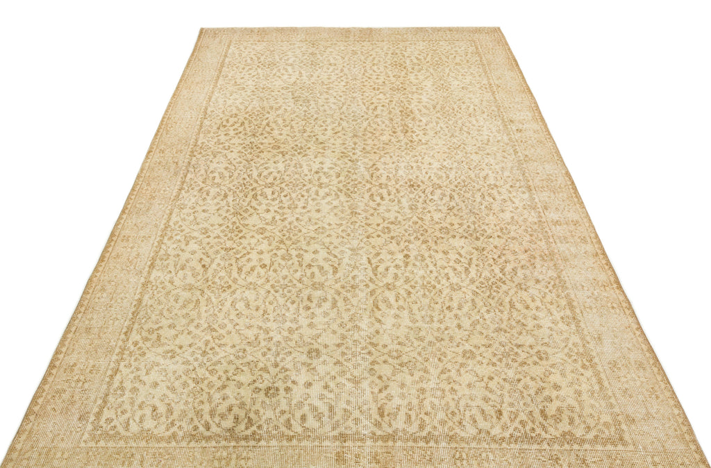 Beige Over Dyed Vintage Rug 5'4'' x 9'1'' ft 162 x 276 cm