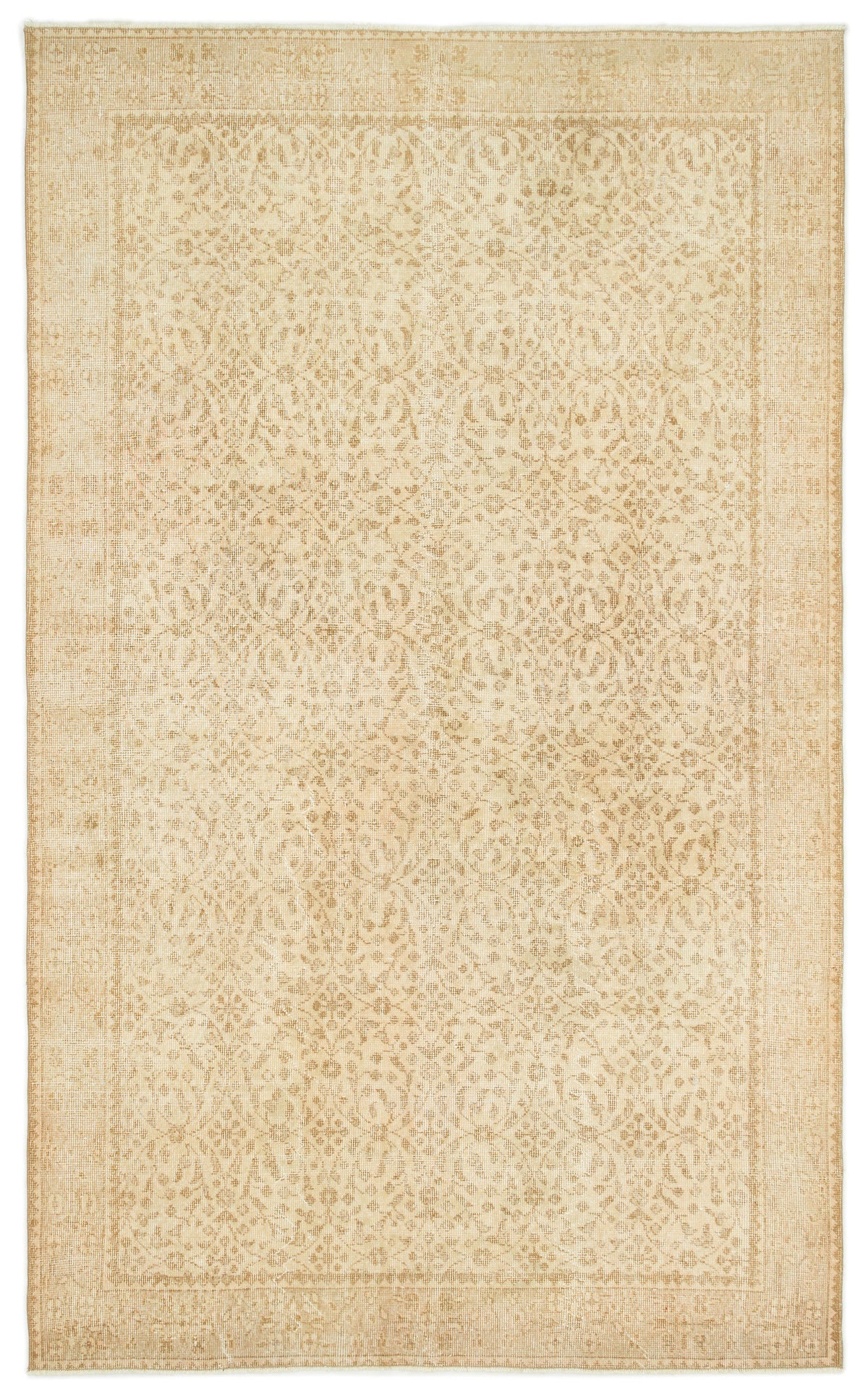 Beige Over Dyed Vintage Rug 5&#39;4&#39;&#39; x 9&#39;1&#39;&#39; ft 162 x 276 cm