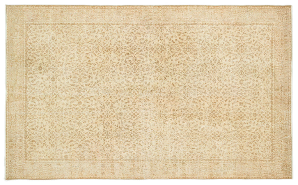 Beige Over Dyed Vintage Rug 5'4'' x 9'1'' ft 162 x 276 cm