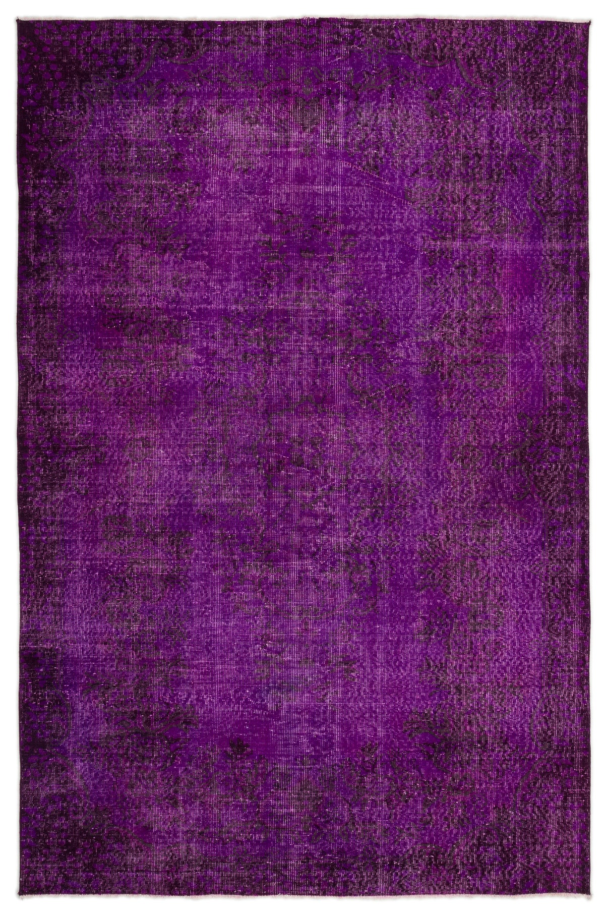 Fuchsia Over Dyed Vintage Rug 5&#39;11&#39;&#39; x 9&#39;1&#39;&#39; ft 181 x 277 cm
