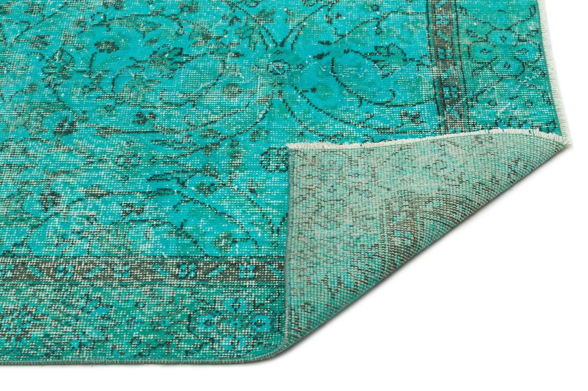 Turquoise  Over Dyed Vintage Rug 5&#39;3&#39;&#39; x 8&#39;7&#39;&#39; ft 161 x 262 cm