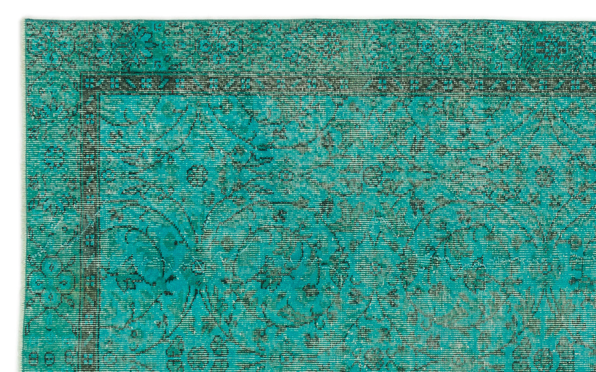 Turquoise  Over Dyed Vintage Rug 5&#39;3&#39;&#39; x 8&#39;7&#39;&#39; ft 161 x 262 cm