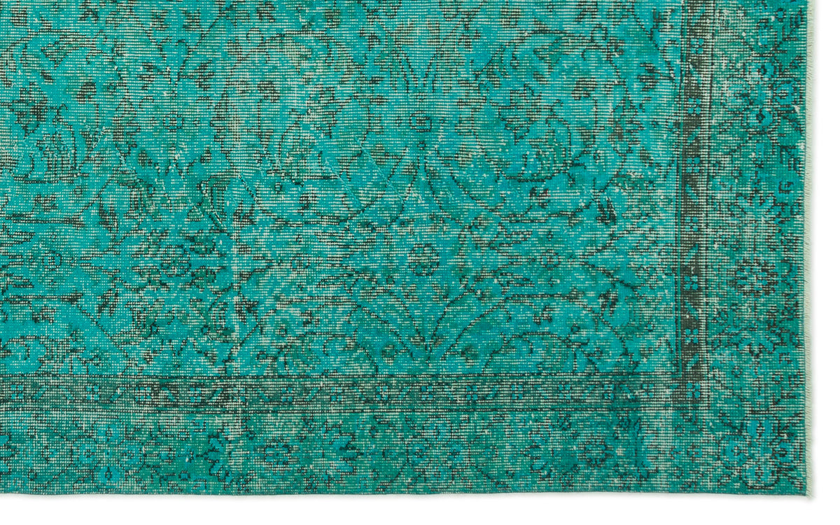 Turquoise  Over Dyed Vintage Rug 5&#39;3&#39;&#39; x 8&#39;7&#39;&#39; ft 161 x 262 cm