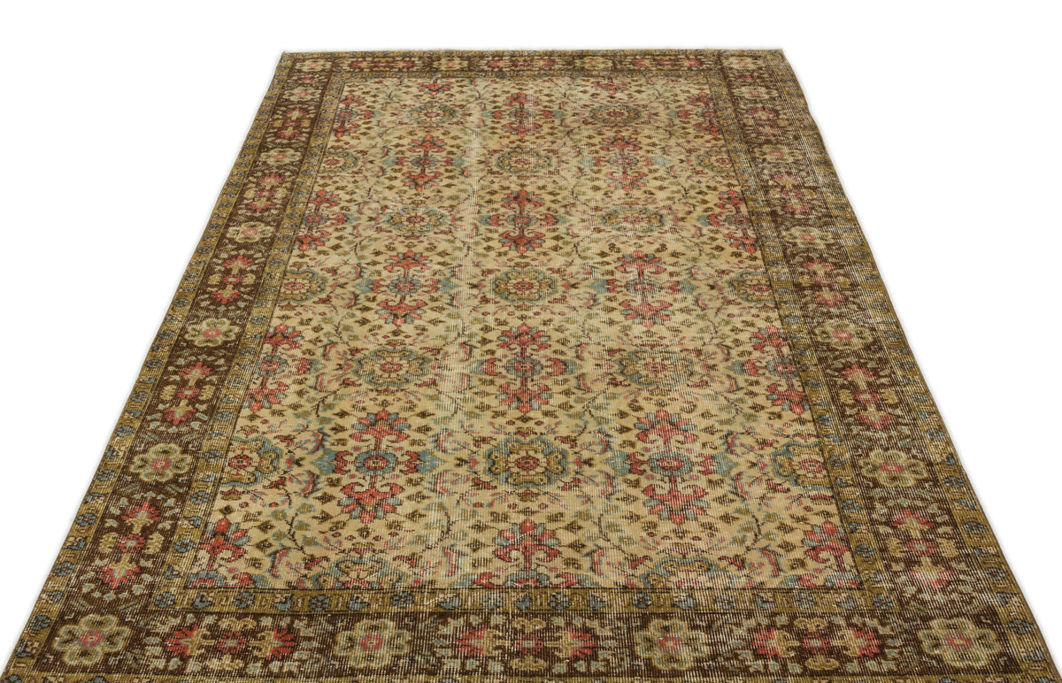 Brown Over Dyed Vintage Rug 5&#39;2&#39;&#39; x 8&#39;4&#39;&#39; ft 158 x 255 cm