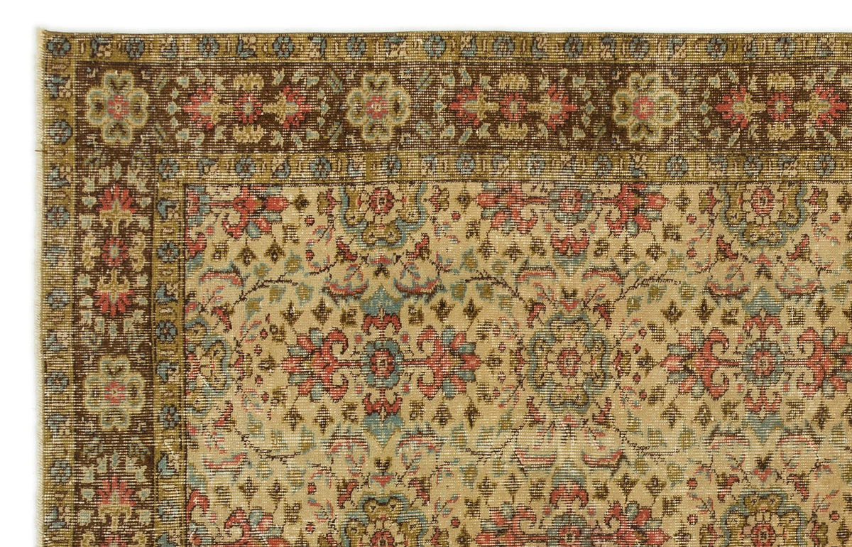 Brown Over Dyed Vintage Rug 5&#39;2&#39;&#39; x 8&#39;4&#39;&#39; ft 158 x 255 cm