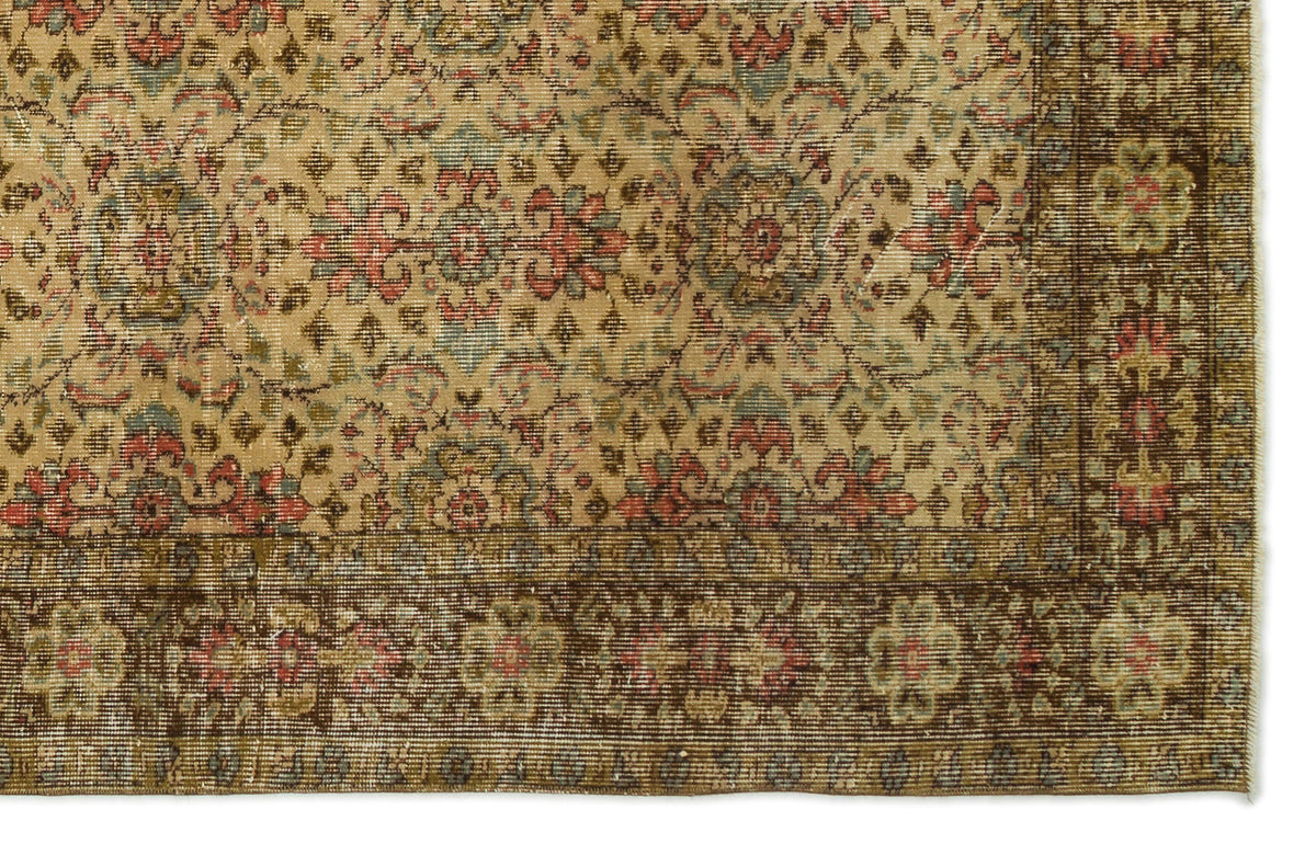 Brown Over Dyed Vintage Rug 5&#39;2&#39;&#39; x 8&#39;4&#39;&#39; ft 158 x 255 cm