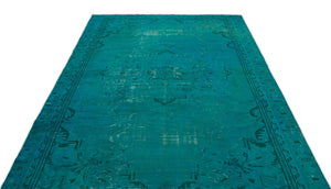Turquoise  Over Dyed Vintage Rug 6'0'' x 9'3'' ft 184 x 282 cm
