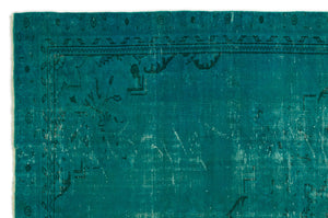 Turquoise  Over Dyed Vintage Rug 6'0'' x 9'3'' ft 184 x 282 cm