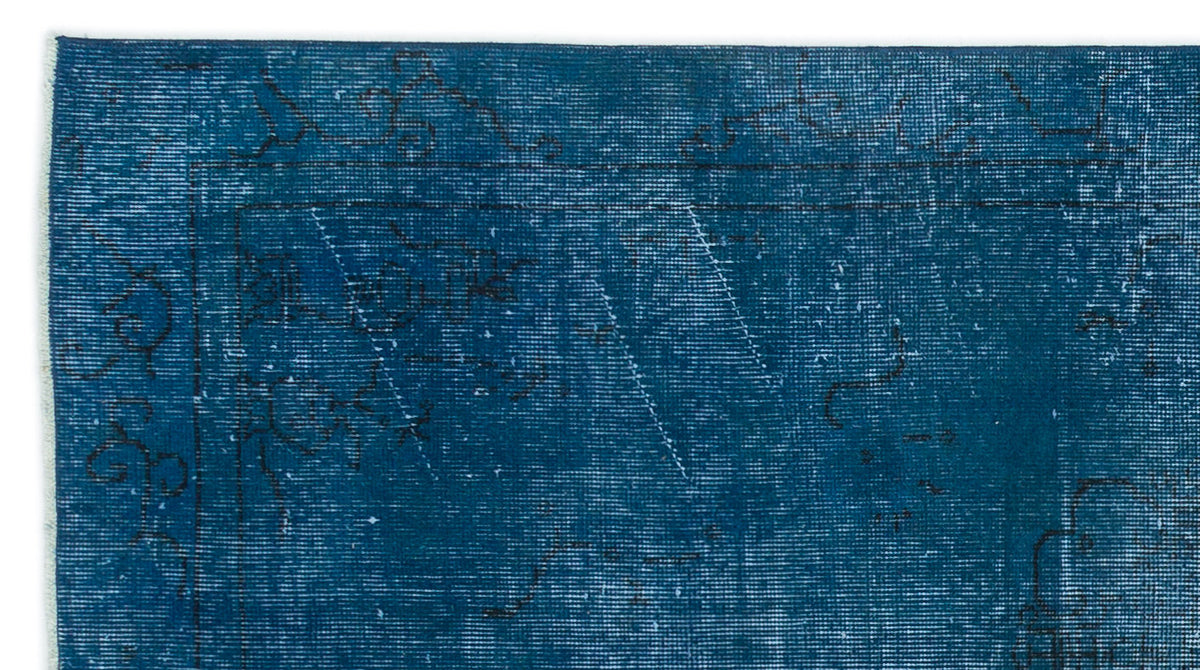 Blue Over Dyed Vintage Rug 3&#39;7&#39;&#39; x 6&#39;8&#39;&#39; ft 110 x 202 cm