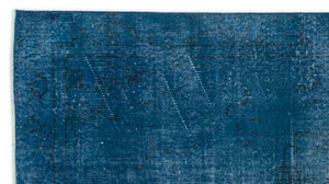 Blue Over Dyed Vintage Rug 3'7'' x 6'8'' ft 110 x 202 cm