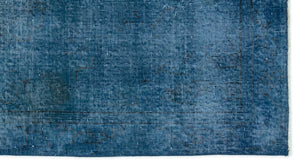 Blue Over Dyed Vintage Rug 3'7'' x 6'8'' ft 110 x 202 cm
