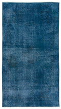 Blue Over Dyed Vintage Rug 3'7'' x 6'8'' ft 110 x 202 cm