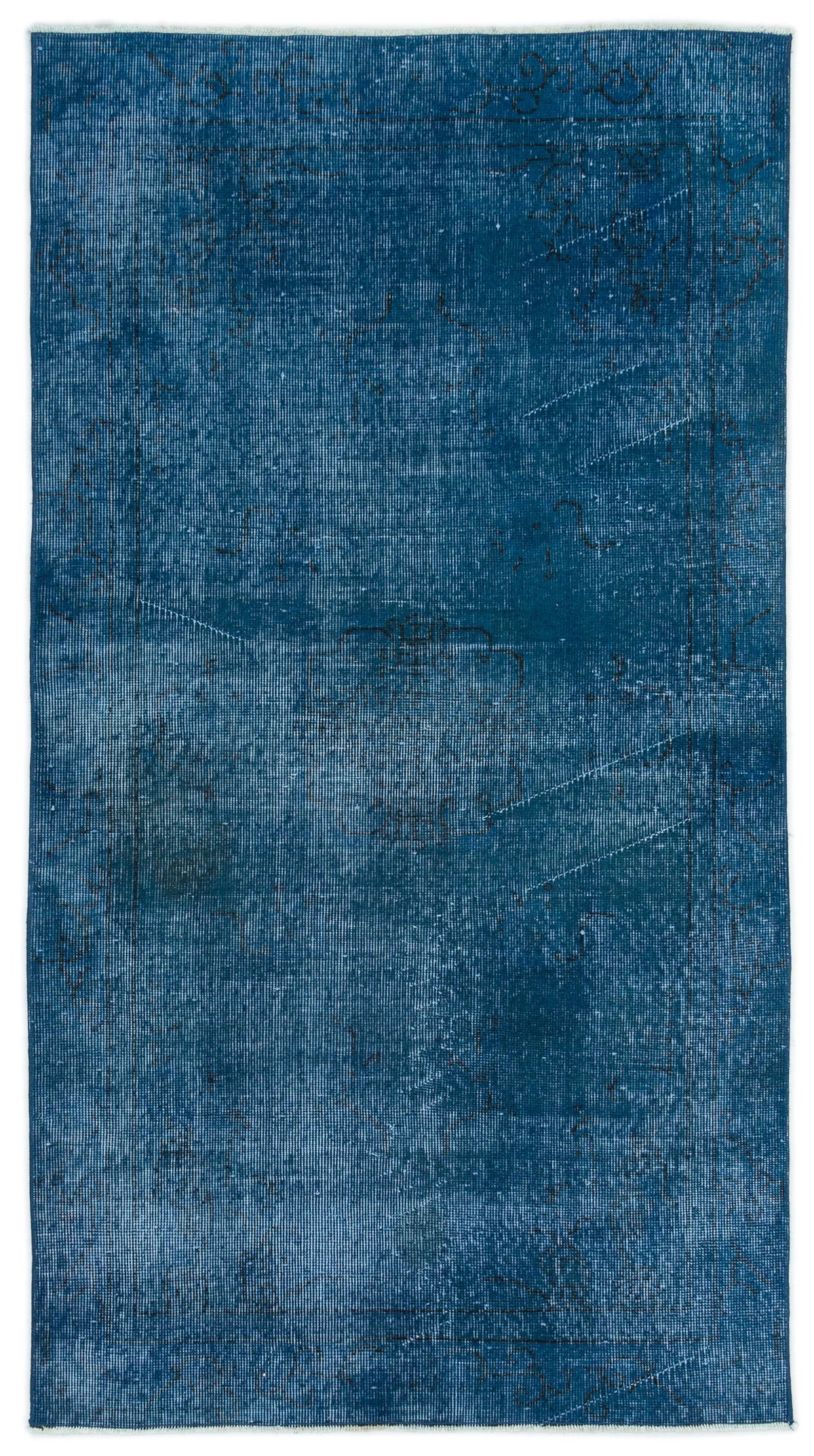 Blue Over Dyed Vintage Rug 3&#39;7&#39;&#39; x 6&#39;8&#39;&#39; ft 110 x 202 cm