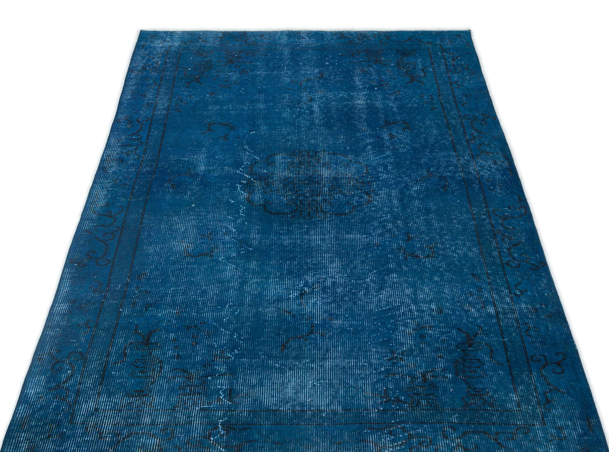 Turquoise  Over Dyed Vintage Rug 3&#39;10&#39;&#39; x 6&#39;6&#39;&#39; ft 116 x 197 cm