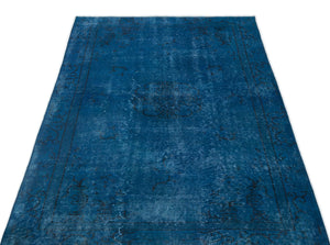 Turquoise  Over Dyed Vintage Rug 3'10'' x 6'6'' ft 116 x 197 cm