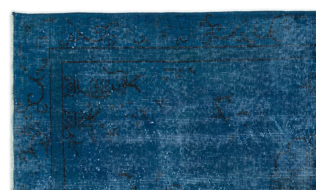 Turquoise  Over Dyed Vintage Rug 3'10'' x 6'6'' ft 116 x 197 cm