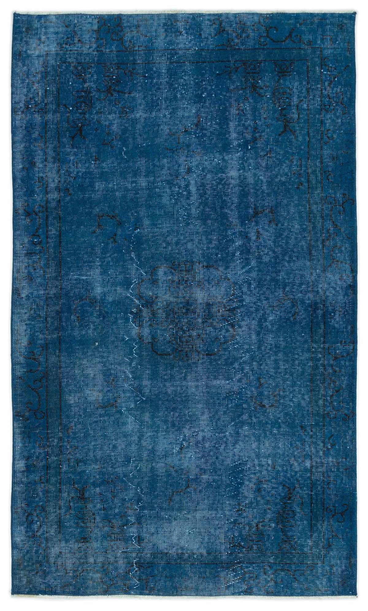 Turquoise  Over Dyed Vintage Rug 3&#39;10&#39;&#39; x 6&#39;6&#39;&#39; ft 116 x 197 cm
