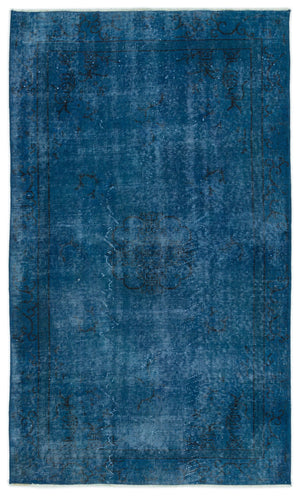 Turquoise  Over Dyed Vintage Rug 3'10'' x 6'6'' ft 116 x 197 cm