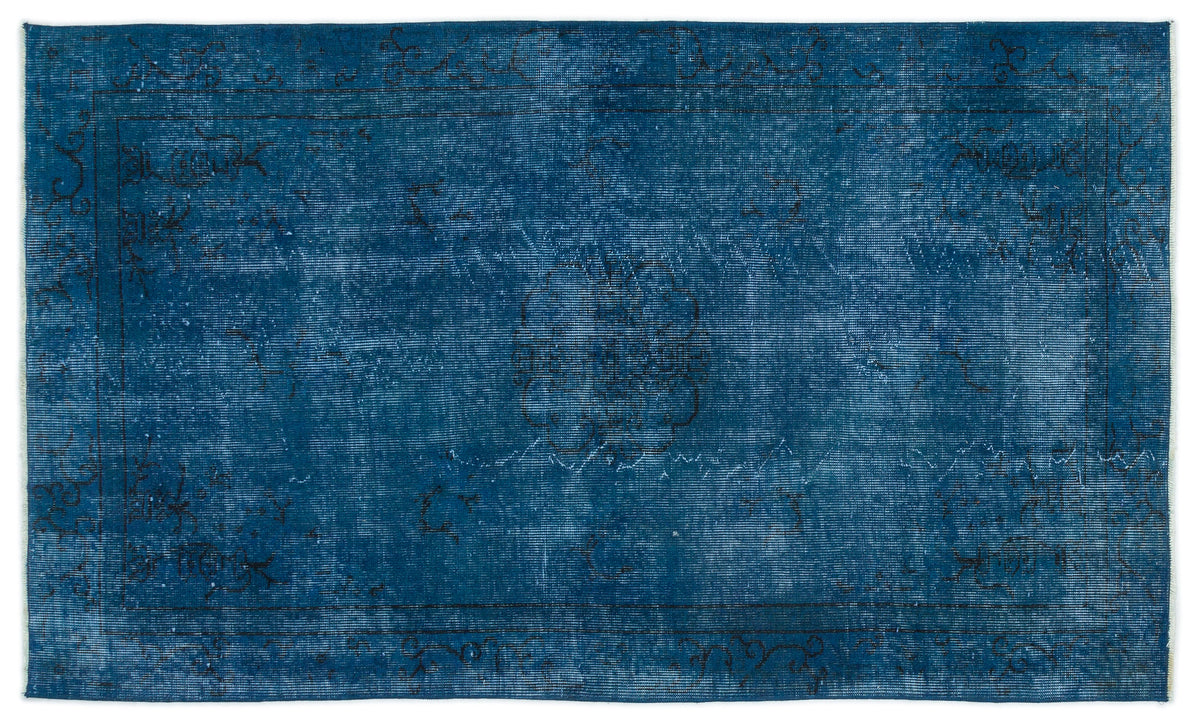 Turquoise  Over Dyed Vintage Rug 3&#39;10&#39;&#39; x 6&#39;6&#39;&#39; ft 116 x 197 cm