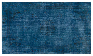 Turquoise  Over Dyed Vintage Rug 3'10'' x 6'6'' ft 116 x 197 cm