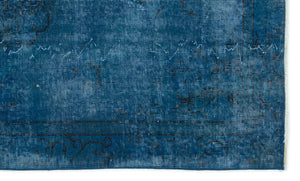 Turquoise  Over Dyed Vintage Rug 3'10'' x 6'6'' ft 116 x 197 cm