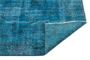 Turquoise  Over Dyed Vintage Rug 4'9'' x 8'6'' ft 146 x 260 cm