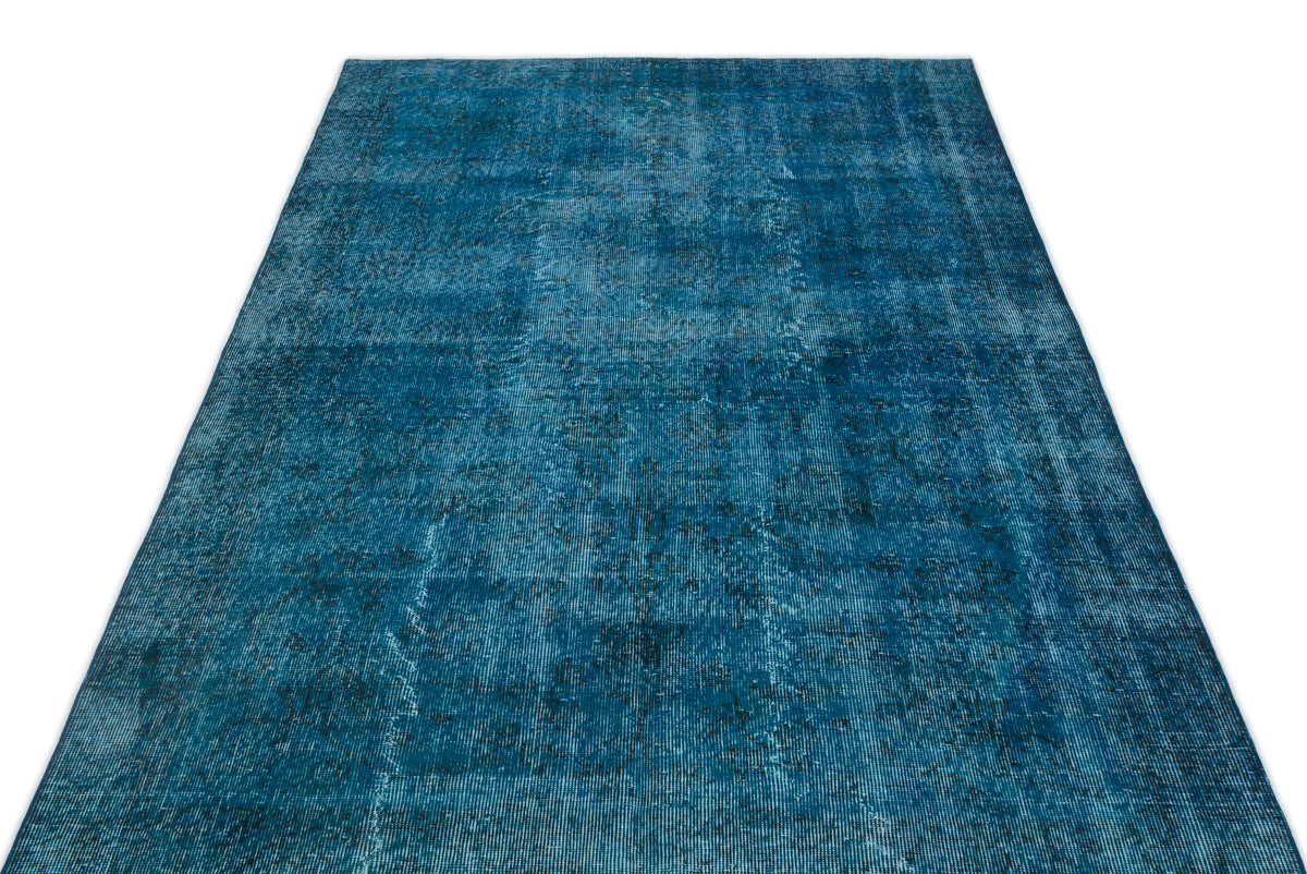 Turquoise  Over Dyed Vintage Rug 4&#39;9&#39;&#39; x 8&#39;6&#39;&#39; ft 146 x 260 cm