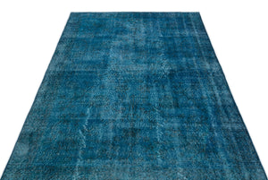 Turquoise  Over Dyed Vintage Rug 4'9'' x 8'6'' ft 146 x 260 cm