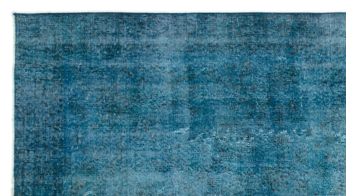 Turquoise  Over Dyed Vintage Rug 4&#39;9&#39;&#39; x 8&#39;6&#39;&#39; ft 146 x 260 cm