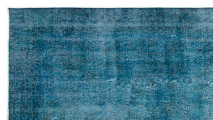 Turquoise  Over Dyed Vintage Rug 4'9'' x 8'6'' ft 146 x 260 cm
