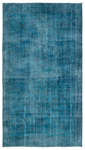 Turquoise  Over Dyed Vintage Rug 4'9'' x 8'6'' ft 146 x 260 cm
