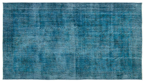 Turquoise  Over Dyed Vintage Rug 4'9'' x 8'6'' ft 146 x 260 cm