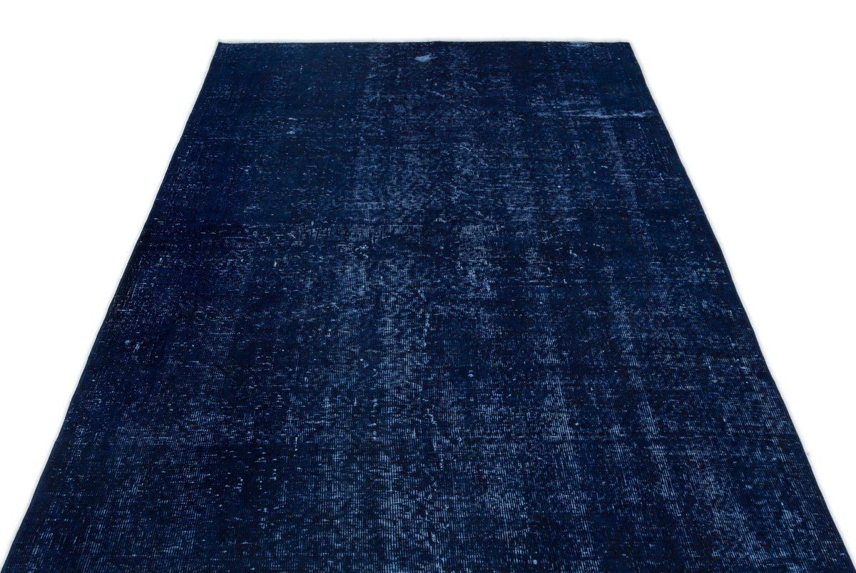 Blue Over Dyed Vintage Rug 4&#39;11&#39;&#39; x 8&#39;7&#39;&#39; ft 149 x 262 cm