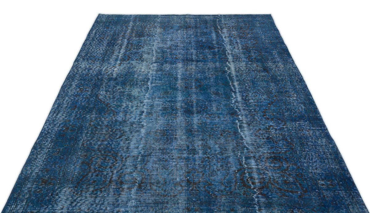 Turquoise  Over Dyed Vintage Rug 5&#39;6&#39;&#39; x 8&#39;7&#39;&#39; ft 167 x 262 cm